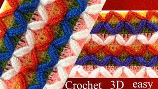 Puntos a Crochet en 3D rombos de colores tejidos tallermanualperu [upl. by Lleon]