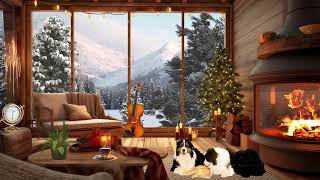 Winter Cozy Cabin in Forest with Snow Falling Crackling Campfire and Relaxing Ambience [upl. by Egan]