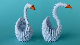 Origami Schwan falten  Basteln mit Papier  Geschenkideen  Bastelideen Deko  3D Schwan basteln [upl. by Aelrac]