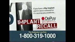 Goldwater Law Firm  Almost 100000 DePuy Hip Implants have been recalled 2011 v3 [upl. by Aenat]