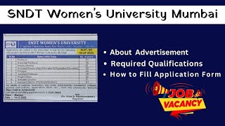 SNDT Womens University Job Opportunity  How to Fill Application Form  Required Qualification [upl. by Normie392]