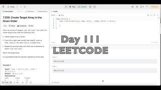 Day 111 LeetCode Problem 1389 Create Target Array in the Given Order  Swift [upl. by Anirroc]