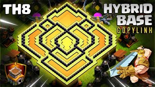 THE NEW STRONGEST Town Hall 8 ANTI 3 STAR HYBRID BASE 2024 with COPYLINK Clash of Clans 1071 [upl. by Ynnod]