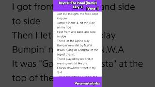 BoyzNThe Hood Remix EazyE Verse 1 rap hiphop wutangclan lyrics [upl. by Nesilla]