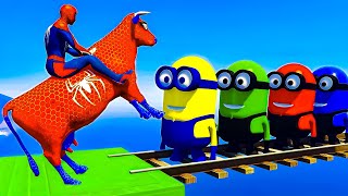 Long Slide Game With Elephant Gorilla Buffalo Hippopotamus Tiger  3d Animal Game  Funny 3d Animals [upl. by Aken]