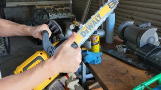 How to Replace a Chainsaw Chain  Blade on a Dewalt DCCS670X1 Or Similar Chainsaw [upl. by Aecila]