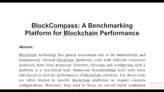 BlockCompass A Benchmarking Platform for Blockchain Performance [upl. by Assirk]