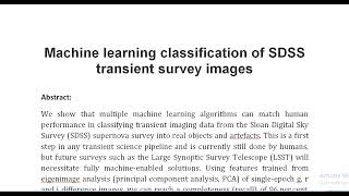 Machine learning classification of SDSS transient survey images [upl. by Klara925]