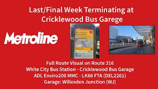 FRV  316  LastFinal Week Terminating at Cricklewood Bus Garage  DEL2261 LK66 FTA [upl. by Busby365]