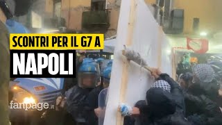 G7 Difesa Napoli al corteo scontri con la polizia e lacrimogeni sotto la pioggia [upl. by Barbur905]