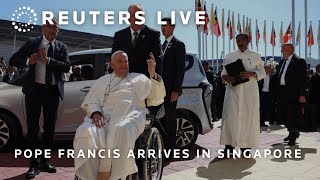 LIVE Pope Francis arrives in Singapore  REUTERS [upl. by Renaxela]