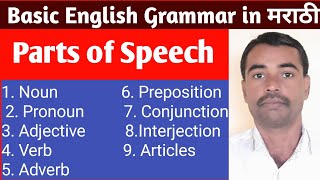 parts of speech  basic English grammar in Marathi  English grammar for all [upl. by Herstein497]