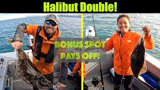 Halibut Double amp Bonus Spot Pays Off Alaskan Halibut Fishing  Juneau Alaska AUGUST 2023 [upl. by Pravit]