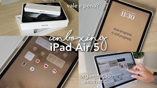 UNBOXING IPAD AIR 5  organização aesthetic porque troquei de iPad e primeiras impressões ✨ [upl. by Juanita2]