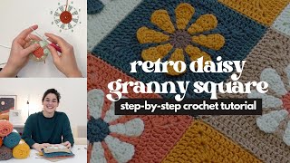 Beginners Guide How to Crochet a Retro Daisy Granny Square StepbyStep Tutorial [upl. by Balling]