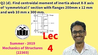 Find centroidal moment of inertia about XX axis of symmetrical section Mechanics of Structures 4 [upl. by Horgan961]