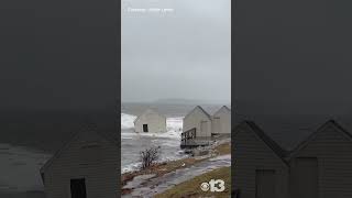 Iconic South Portland fishing shacks washed away during historic flooding maine flooding weather [upl. by Nortad]