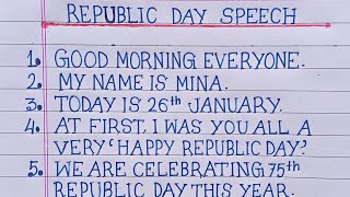 10 lines republic day speech in english 2024 ll speech on republic day in english [upl. by Isus]