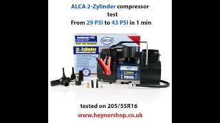 12V alca GERMANY 2Cylinder air compressor test  review [upl. by Mehalek]