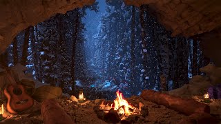 Relax In A Cozy Winter Cave With A Crackling Fire  Fall Asleep Fast  Winter Ambience  4K  8Hrs [upl. by Palumbo]