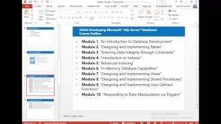 0 20464 Developing MS SQL Server Databases Course Outline [upl. by Annawat]