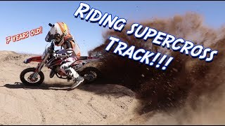 Crazy 7 year old rides Supercross track [upl. by Eirased349]