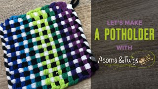 Potholder Loom Demonstration  Make A Cotton Hot Pad With Me [upl. by Nikita438]