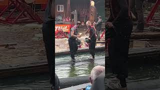 Rainy lumberjack show in Ketchikan Alaska ketchikan lumberjackshow [upl. by Frans]