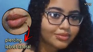 vlog coloquei PIERCING na boca piercing labret lateral [upl. by Linzy]