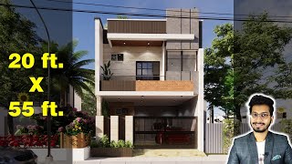 20x55 House Design 3D  120 Gaj  1100 sqft  2055 house design  6X16 Meter  DV Studio [upl. by Llerdnek]