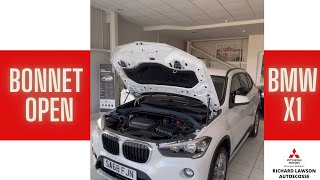 How to Open Hood  Bonnet on BMW X1 [upl. by Nerrol870]