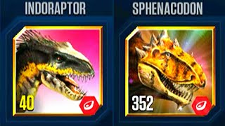 INDORAPTOR VS SPHENACODON  JURASSIC WORLD THE GAME [upl. by Ferullo]