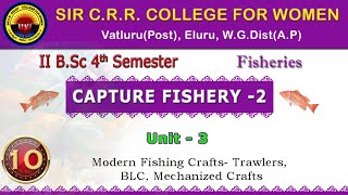 10 BSc 24 Capture Fishery2  Unit 3  Modern Fishing Crafts Trawlers BLC Mechanized Craft [upl. by Thay]