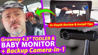 Review Install 43quot GROWNSY Baby Car Camera and Rear Facing Car Seat Monitor  Trailer Backup Camera [upl. by Dione127]