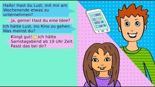 Deutsche Dialoge Verabredungen ausmachen  Nachrichten  SMS schreiben German for beginners [upl. by Yralam630]