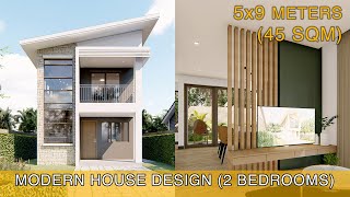 Modern House Design Idea 5x9 meters 45sqm with 2 bedrooms [upl. by Teilo]