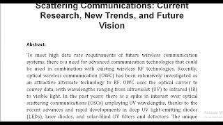 A Comprehensive Survey on Optical Scattering Communications Current Research New Trends and Futur [upl. by Lindbom]