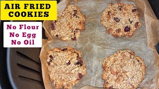 HEALTHY BANANA OATS COOKIES AIR FRYER RECIPE  HOW TO MAKE OATMEAL BISCUITS VEGAN amp GLUTEN FREE [upl. by Dallon]