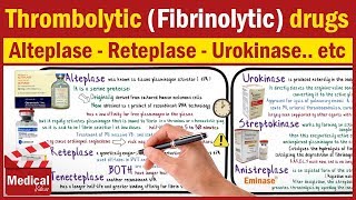 Pharmacology CVS 25 Thrombolytic Drugs Mechanism Of Action Alteplase  Reteplase  Urokinase [upl. by Bee]