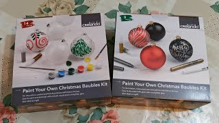 Crelando Paint Your Own Christmas Baubles Kit from Lidl  review and painting [upl. by Enelrihs]