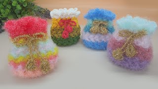 수세미코바늘 복 주머니 수세미 뜨기 Crochet Dish Scrubby [upl. by Quincy]