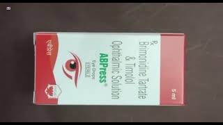 ABPress Eye Drops  Brimonidine Tartrate amp Timolol Ophthalmic Solution Uses  Abpress eye drops uses [upl. by Maiocco]