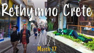 Rethymno Crete walking tour 4k Carnival Greece 2024 [upl. by Nnauol841]