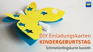 Karte basteln  Einladungskarten  Schmetterling Kindergeburtstag  bastelideen für Kinder [upl. by Samp]