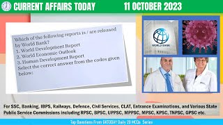 11 OCTOBER 2023 Current Affairs by GKToday [upl. by Okimuk]