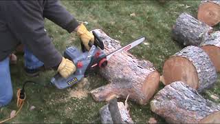 Oregon CS1500 Self Sharpening Electric Chainsaw First Use [upl. by Amye]