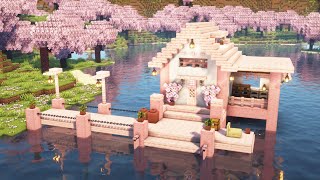 Minecraft How to Build a Cherry Blossom Fishing Dock  Fisherman’s House  Tutorial [upl. by Nahtam]