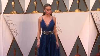 Oscars Brie Larson Red Carpet 2016  ScreenSlam [upl. by Eilyac]