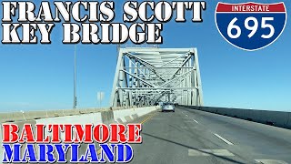 Francis Scott Key Bridge Eastbound  I695  Baltimore  Maryland  4K Infrastructure Drive [upl. by Tildie]