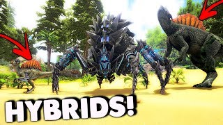 ARK Survival Evolved  SPINORAPTOR HYBRID DINO BARSPINO TEK BROODMOTHER SADDLE amp MORE  Gameplay [upl. by Aible]